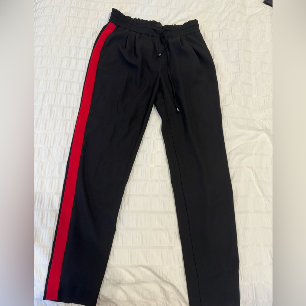 Zara Drawstring Dress Pants - Red Stripe - Size XS